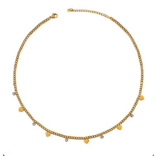 Collier d'acier titane, Placage, pavé de micro zircon & pour femme, Or, Vendu par PC