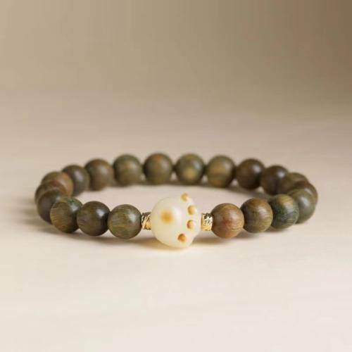 Bracelets en bois, Le bois de santal vert, avec Bodhi, unisexe & styles différents pour le choix, vert, Longueur:Environ 18 cm, Vendu par PC