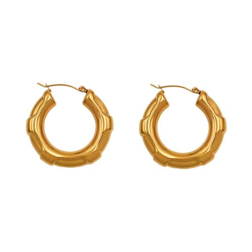 Titanium Steel  Earring, plated, for woman, gold, Sold By Pair