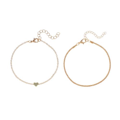 Brass Ensemble de bijoux, laiton, Placage, 2 pièces & styles différents pour le choix & pour femme, doré, Longueur:Environ 18-23 cm, Vendu par fixé