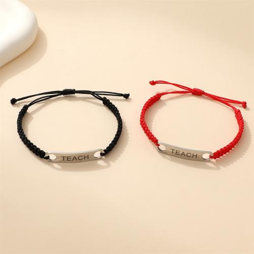 Stainless Steel Jewelry Bracelet, 304 Stainless Steel, with Wax Cord, plated, Unisex, more colors for choice, Length:Approx 18-32 cm, Sold By PC