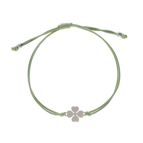 Stainless Steel Jewelry Bracelet, 304 Stainless Steel, with Wax Cord, plated, for woman, green, Length:Approx 18-32 cm, Sold By PC