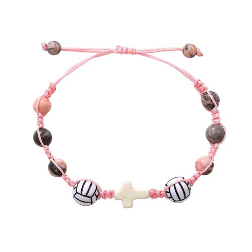 Gemstone Bracelets, Wax Cord, with Gemstone, plated, different styles for choice & for woman, pink, Length:Approx 18-32 cm, Sold By PC