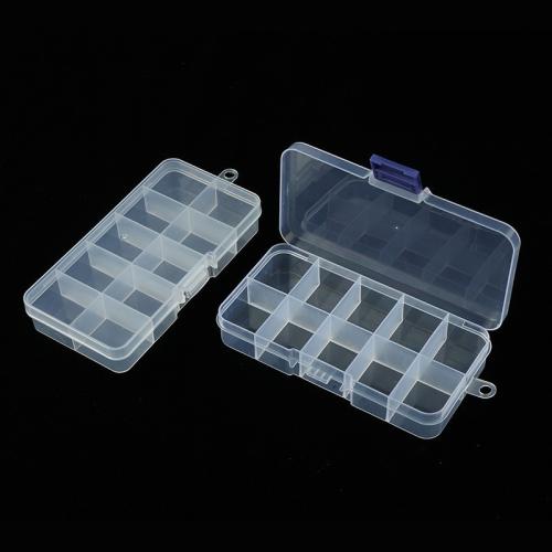 Jewelry Beads Container, Plastic, Rectangle, transparent & 15 cells, more colors for choice, 173x98x23mm, Sold By PC