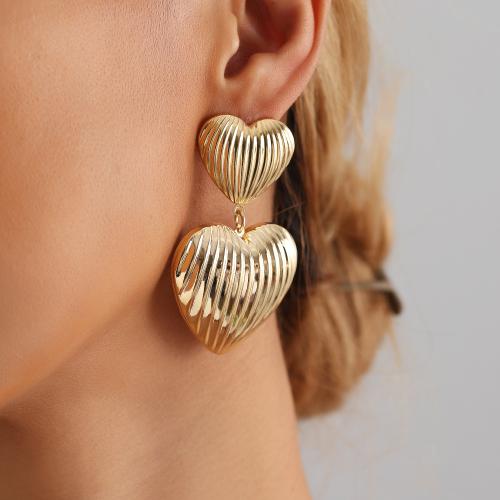 Tibetan Style Drop Earring, Heart, gold color plated, vintage & for woman, 60mm, Sold By Pair