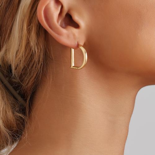 Tibetan Style Lever Back Earring, Letter D, plated, for woman & hollow, more colors for choice, 62mm, Sold By Pair