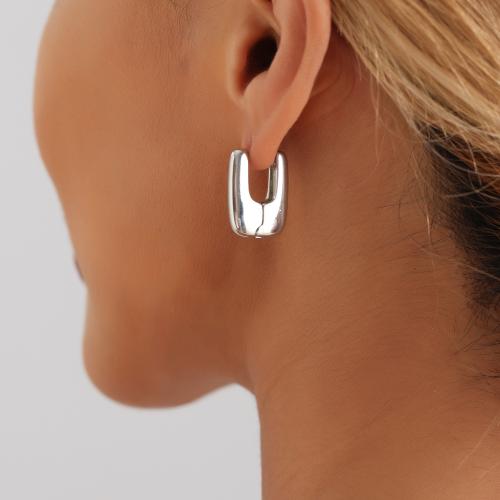 Tibetan Style Lever Back Earring, Letter U, for woman & hollow, 22mm, Sold By Pair