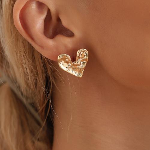 Tibetan Style Stud Earring, Heart, plated, fashion jewelry & for woman, more colors for choice, 25mm, Sold By Pair