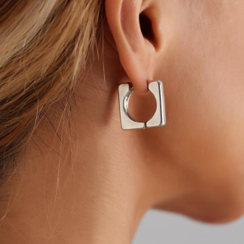 Tibetan Style Lever Back Earring, Square, plated, fashion jewelry & for woman & hollow, more colors for choice, 20mm, Sold By Pair