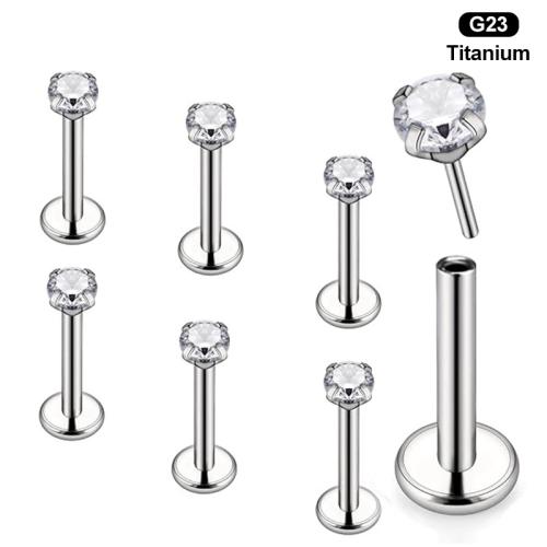 Titanium Alloy Piercing Earring, polished, Unisex & different size for choice & different styles for choice & micro pave cubic zirconia, original color, Sold By PC