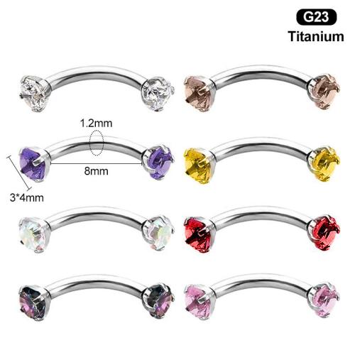 Titanium Alloy Curved Barbell, Unisex & different size for choice & micro pave cubic zirconia, more colors for choice, Sold By PC