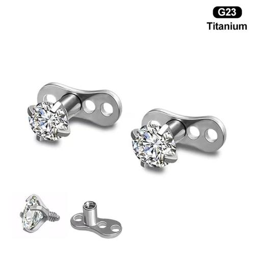 Titanium Alloy Dermal Anchor, Unisex & different size for choice & micro pave cubic zirconia, more colors for choice, Sold By PC