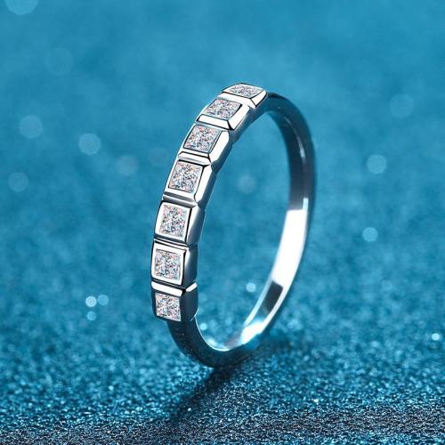 925 Sterling Silber Fingerring, mit Moissanite, Geometrisches Muster, verschiedene Größen vorhanden & für Frau, Größe:4.5-9, verkauft von PC