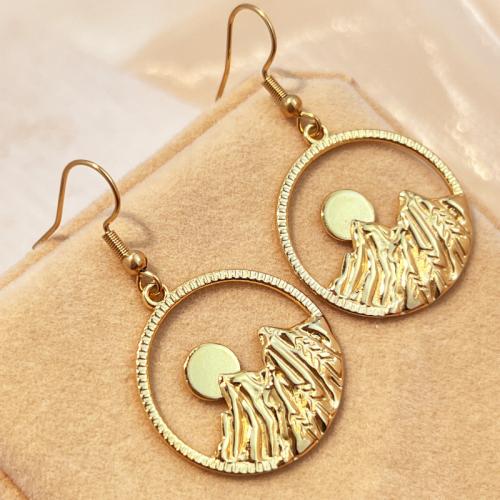 Stainless Steel Drop Earring, 304 Stainless Steel, fashion jewelry & for woman & hollow, golden, 45x25mm, Sold By Pair