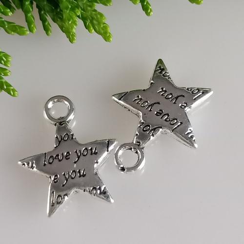 Tibetan Style Star Pendant, antique silver color plated, DIY, 13x16mm, 200PCs/Bag, Sold By Bag