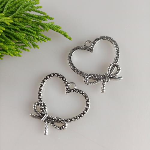 Tibetan Style Heart Pendants, antique silver color plated, DIY & hollow, 30x30mm, 100PCs/Bag, Sold By Bag