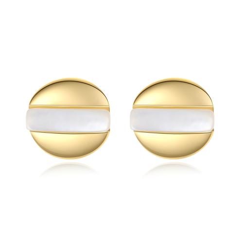 925 Sterling Silver Stud Earrings, with Pearl Oyster, fashion jewelry & for woman, 6.20x6.30mm, Sold By Pair