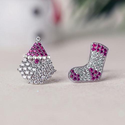 Boucles d'oreilles en laiton zircon cubique pavent, bijoux de mode & pavé de micro zircon & pour femme, Vendu par paire