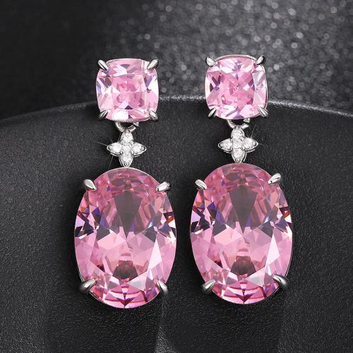 Boucles d'oreilles en laiton zircon cubique pavent, bijoux de mode & pavé de micro zircon & pour femme, Vendu par paire