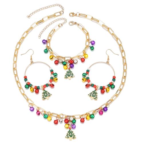 Tibetan Style Jewelry Sets, bracelet & earring & necklace, with Plastic Pearl, Christmas Design & three pieces & different styles for choice & for woman, Sold By Set