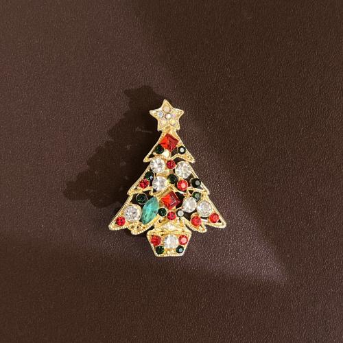 Christmas Brooches, Tibetan Style, Christmas Design & different styles for choice & for woman & with rhinestone, Sold By PC