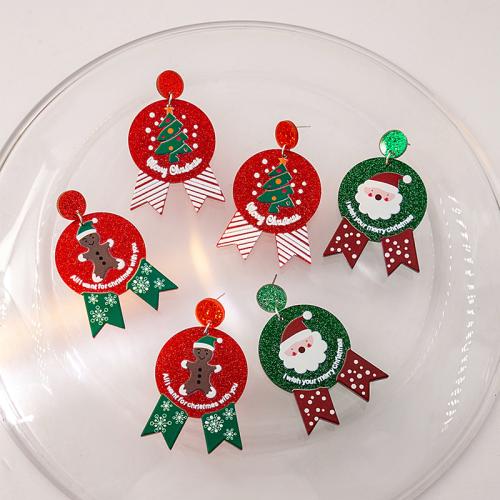 Christmas Earrings, Acrylic, Christmas Design & different designs for choice & for woman, 60x35mm, Sold By Pair