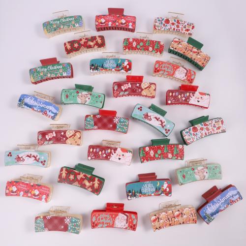 Christmas Hair Clip, Plastic, with PU Leather, Christmas Design & different designs for choice & for woman, more colors for choice, 105x53mm, Sold By PC