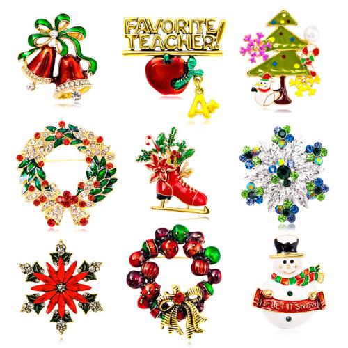 Christmas Brooches, Tibetan Style, Christmas Design & different styles for choice & for woman & enamel & with rhinestone, Sold By PC