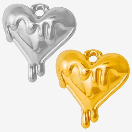 Stainless Steel Heart Pendants, 304 Stainless Steel, Vacuum Ion Plating, DIY, more colors for choice, 16x17mm, Sold By PC