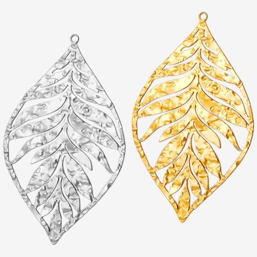 Stainless Steel Pendants, 304 Stainless Steel, Leaf, Vacuum Ion Plating, DIY, more colors for choice, 30x50mm, Sold By PC