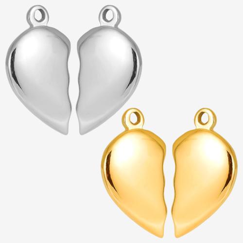 Stainless Steel Heart Pendants, 304 Stainless Steel, Vacuum Ion Plating, 2 pieces & DIY, more colors for choice, 15x29mm, Sold By Pair