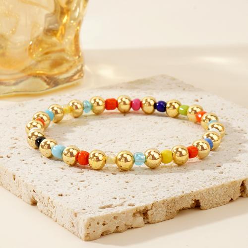 Pulseras de latón, metal, con Seedbead, chapado en color dorado, diferentes estilos para la opción & para mujer, más colores para la opción, libre de níquel, plomo & cadmio, Vendido por UD