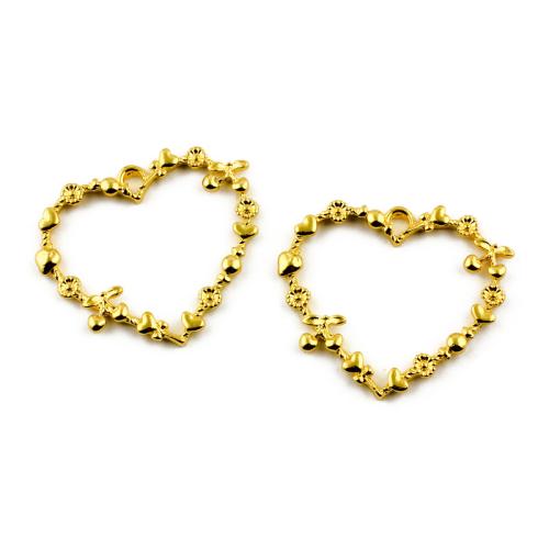 Tibetan Style Heart Pendants, gold color plated, DIY, 39x35mm, 100PCs/Bag, Sold By Bag