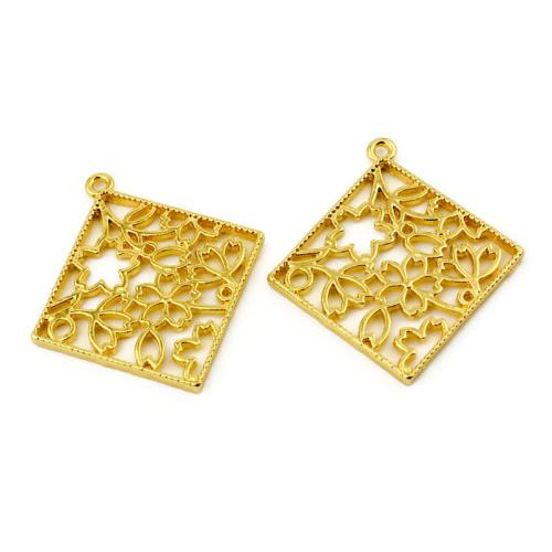 Tibetan Style Pendants, Square, gold color plated, DIY, 38x42mm, 100PCs/Bag, Sold By Bag