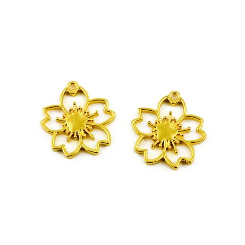 Tibetan Style Flower Pendants, gold color plated, DIY, 28x35mm, 100PCs/Bag, Sold By Bag