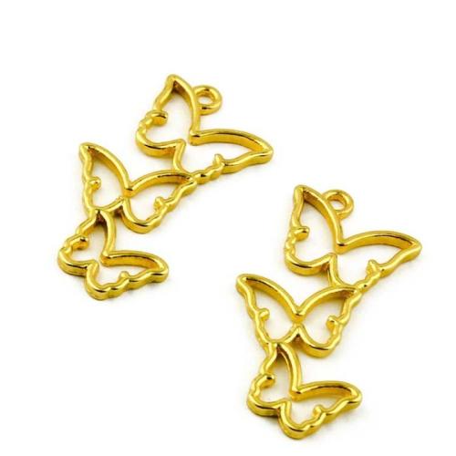 Tibetan Style Animal Pendants, Butterfly, gold color plated, DIY, 22x39mm, 100PCs/Bag, Sold By Bag