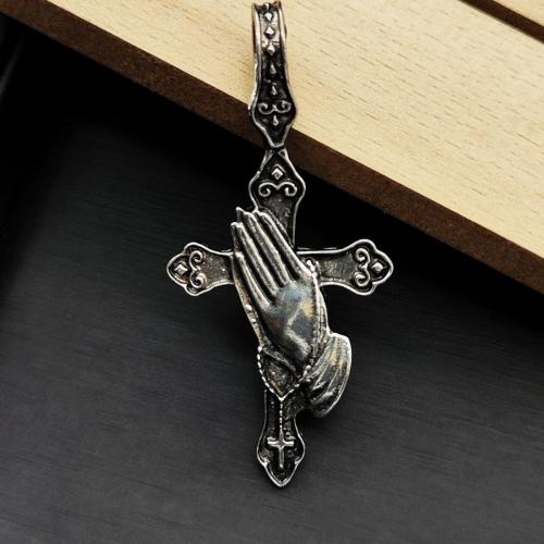 Zinklegierung Kreuz Anhänger, silberfarben plattiert, DIY, 68x33mm, 100PCs/Tasche, verkauft von Tasche