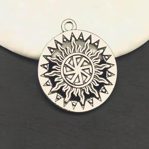 Pendentifs en alliage de zinc, Rond, Placage de couleur argentée, DIY, 30x30mm, 100PC/sac, Vendu par sac