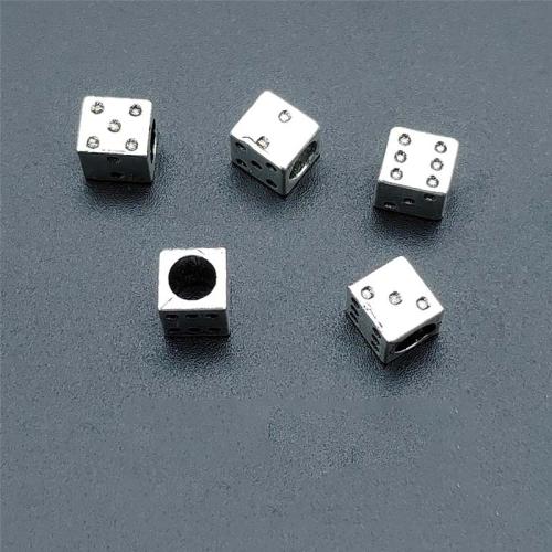 Zink-Aluminium-Anhänger, Zinklegierung, Würfel, antik silberfarben plattiert, DIY, 7x7mm, 100PCs/Tasche, verkauft von Tasche