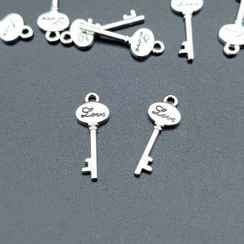 Tibetan Style Key Pendants, antique silver color plated, DIY, 9x23mm, 100PCs/Bag, Sold By Bag