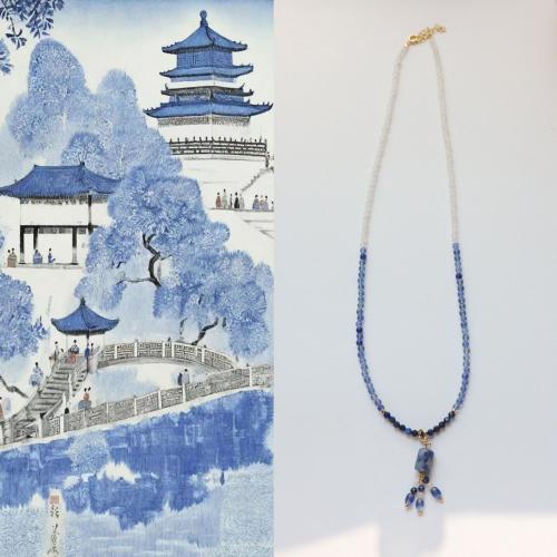 Collier bijoux de pierre gemme, avec laiton, avec 6cm chaînes de rallonge, bijoux de mode, bleu, Longueur:48 cm, Vendu par PC