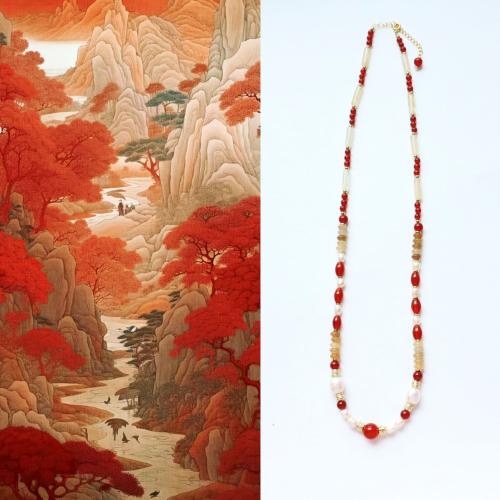 Collier bijoux de pierre gemme, avec perle d'eau douce cultivée & laiton, avec 6cm chaînes de rallonge, bijoux de mode & modèles différents pour le choix, plus de couleurs à choisir, Longueur:56 cm, Vendu par PC