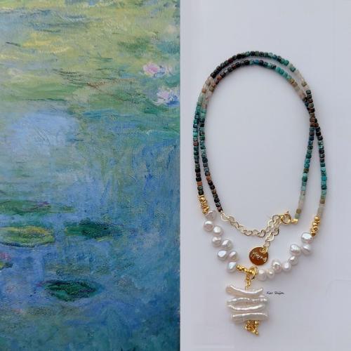 Collier bijoux de pierre gemme, avec perle d'eau douce cultivée & laiton, avec 6cm chaînes de rallonge, bijoux de mode, couleurs mélangées, Longueur:48 cm, Vendu par PC