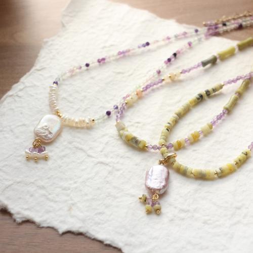 Natural Gemstone Jewelry Sets, with Freshwater Pearl & Brass, fashion jewelry & different styles for choice, more colors for choice, Sold By PC