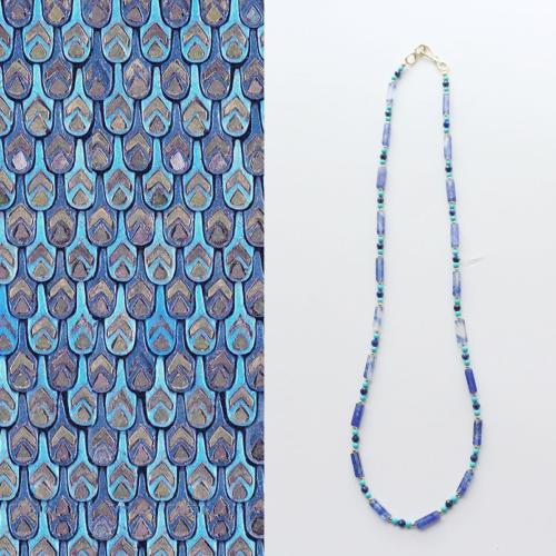 Edelstein Schmuck Halskette, mit Messing, Modeschmuck, blau, Länge:58 cm, verkauft von PC