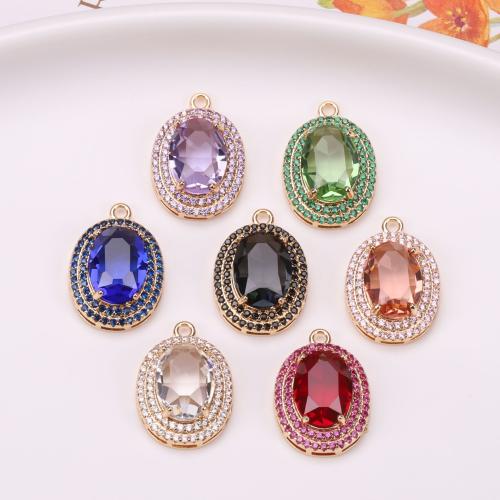 Crystal Pendants, Brass, with Crystal, gold color plated, DIY, more colors for choice, nickel, lead & cadmium free, 16x23mm, Sold By PC