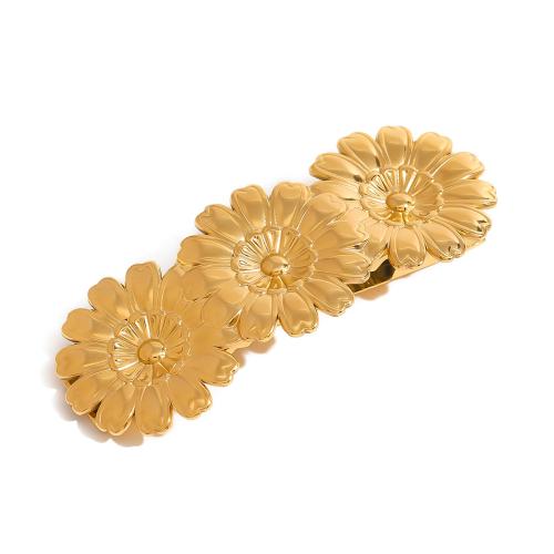 Alligator Hair Clip, 304 Stainless Steel, Flower, plated, fashion jewelry & for woman, golden, Sold By PC