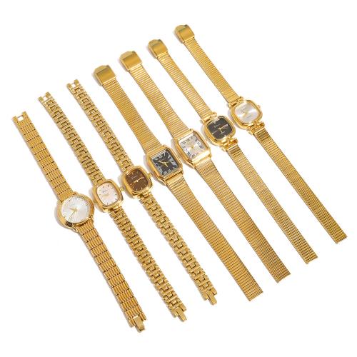 Women Wrist Watch, 304 Stainless Steel, with Glass, plated, Chinese movement & different styles for choice & for woman, golden, Sold By PC