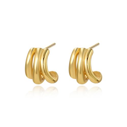 Stainless Steel Stud Earrings, 304 Stainless Steel, plated, for woman, gold, Sold By Pair