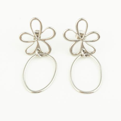 Stainless Steel Stud Earrings, 304 Stainless Steel, petals, plated, for woman, original color, 3Pairs/Lot, Sold By Lot